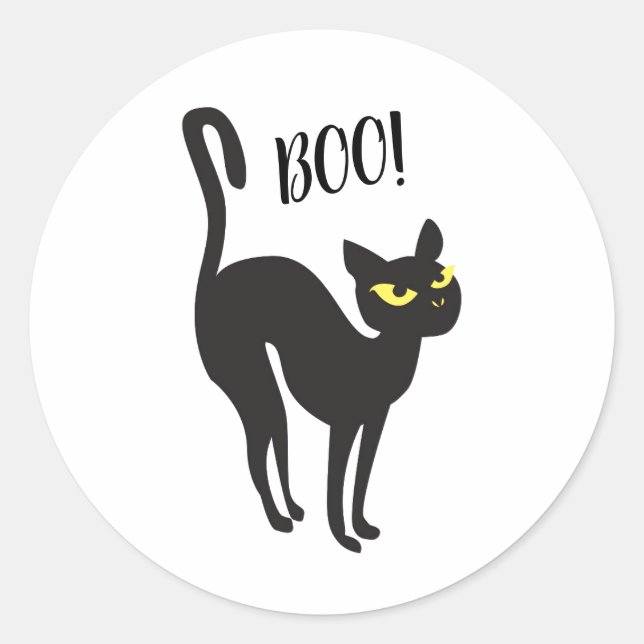 Sticker Halloween, Cat, Black, Boo! (Front)