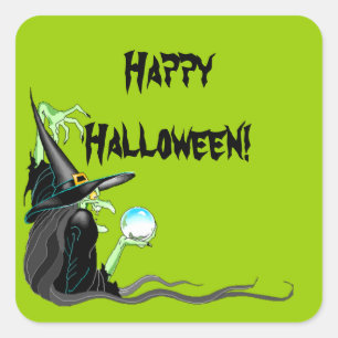 Sticker Happy Halloween Witch Crystal Ball Spooky