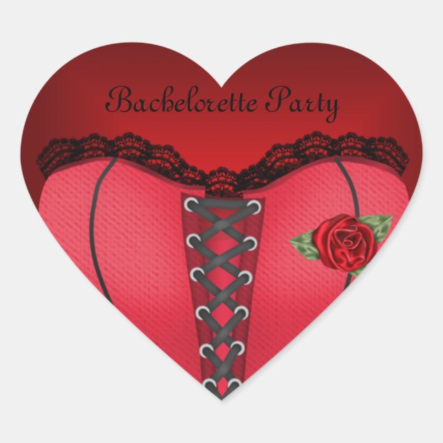 Sticker Heart Bachelorette Party Black Red Corset (Front)