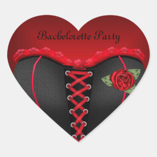 Sticker Heart Bachelorette Party Black Red Corset