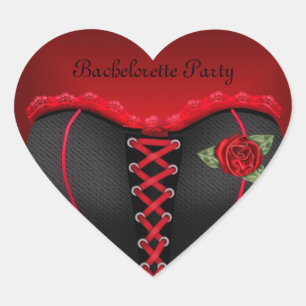Sticker Heart Bachelorette Party Black Red Corset