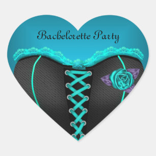 Sticker Heart Bachelorette Party Teal blue Corset