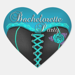 Sticker Heart Bachelorette Party Teal blue Corset