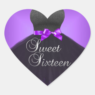 Sticker Heart Sweet 16 Sixteen Purple Dress