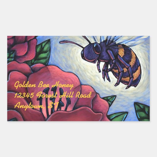 Sticker Honey Bee Visits Flowers Beekeeper Product (Front)