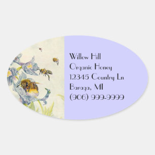 Sticker Honey Bees Morning Glory Flowers Beekeeper
