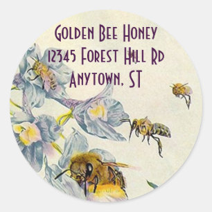 Sticker Honey Bees Morning Glory Flowers Beekeeper