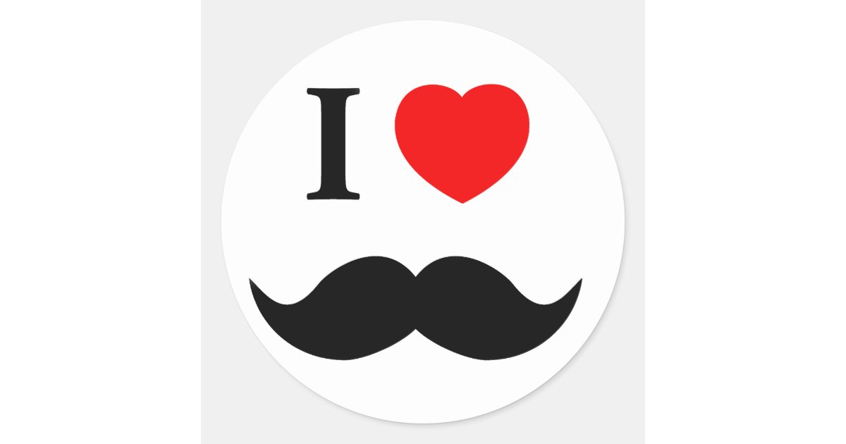 sticker I love moustache Zazzle