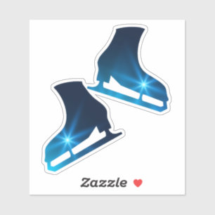 Sticker ice skates pair figure blue star