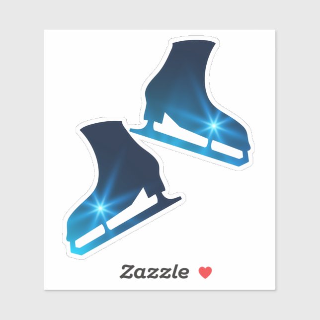 Sticker ice skates pair figure blue star (Sheet)