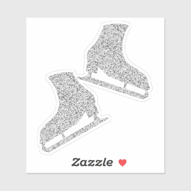 Sticker ice skates pair figure silver glitter (Sheet)