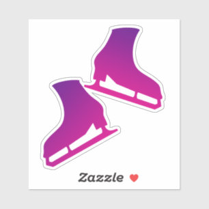 Sticker ice skates pair figure skating purple pink