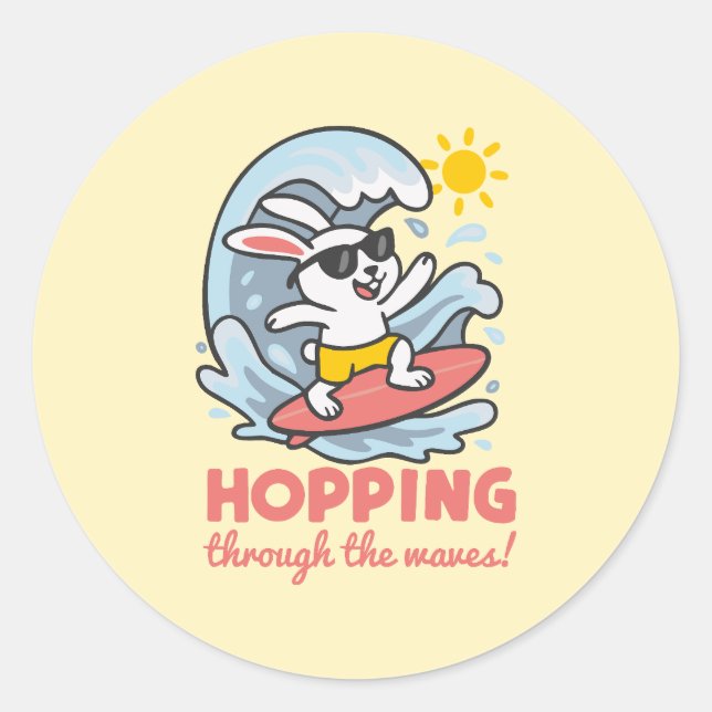 Sticker kawaii with summer surfer bunny (Front)