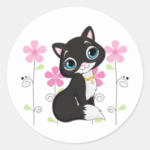 Sticker-Kitty Classic Round Sticker