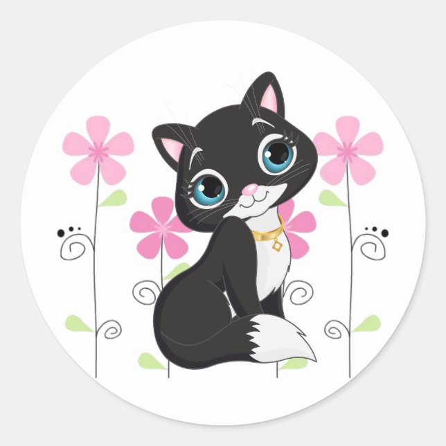 Sticker-Kitty Classic Round Sticker (Front)