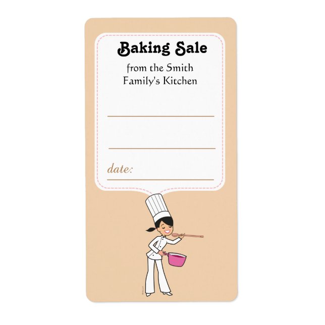 Sticker Label for Baking Sales with Kitchen Art (Front)