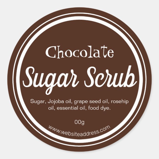 Sticker Label For Handmade Chocolate Sugar Scrub (Front)