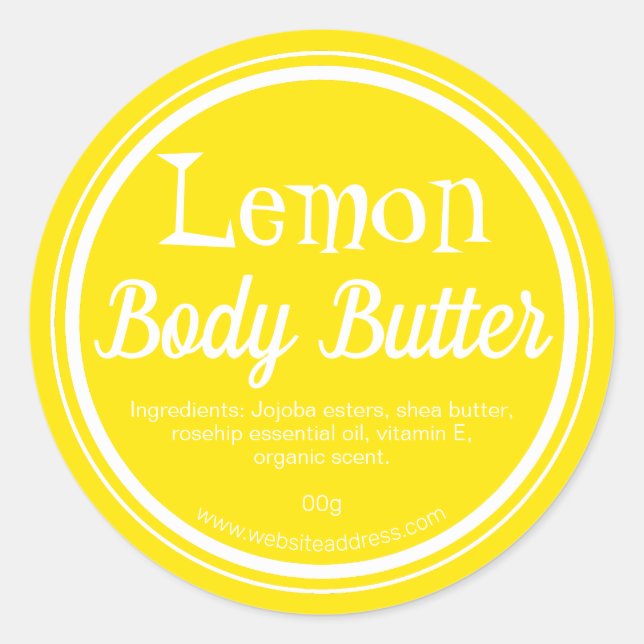 Sticker Label For Handmade Lemon Body Butter (Front)