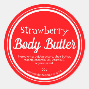 Sticker Label For Handmade Strawberry Body Butter