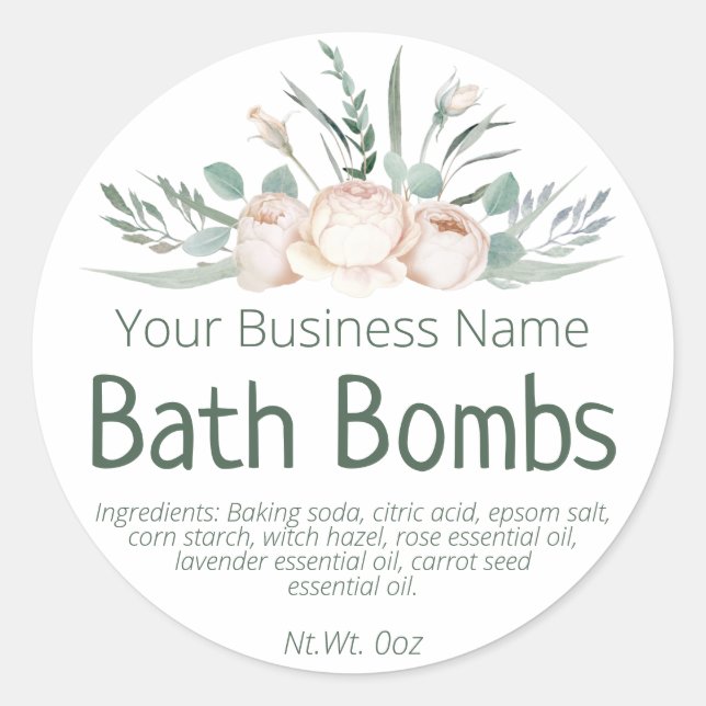 Sticker Label For Homemade Bath Bomb (Front)