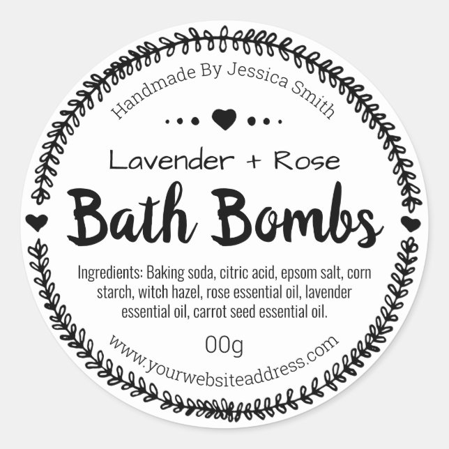 Sticker Label For Homemade Bath Bombs (Front)