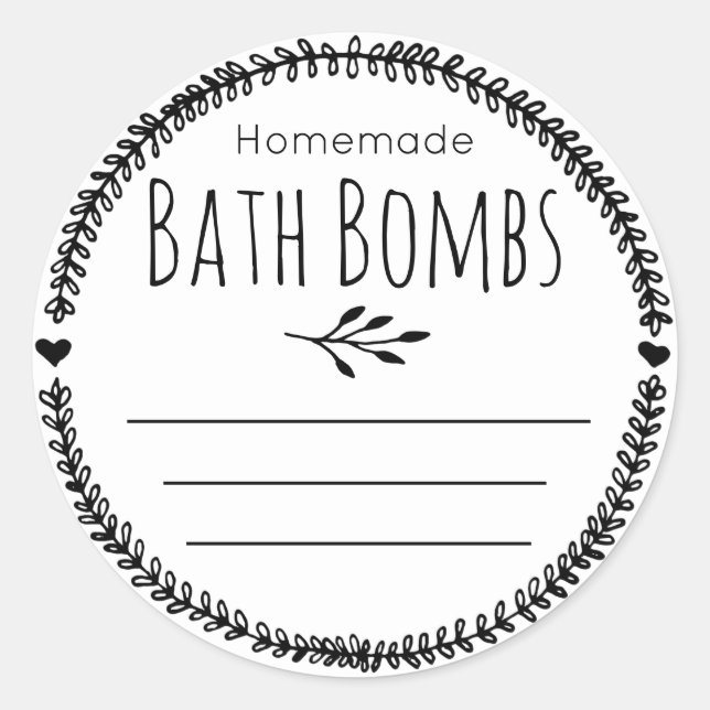 Sticker Label For Homemade Bath Bombs (Front)