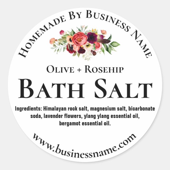 Sticker Label For Homemade Bath Salt (Front)