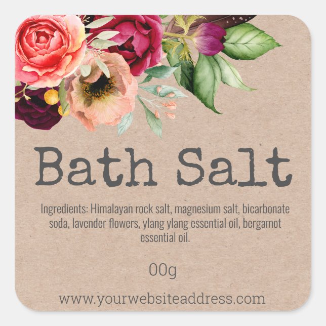 Sticker Label For Homemade Bath Salt (Front)