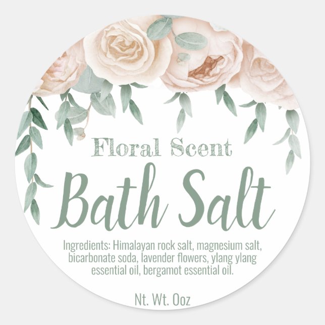 Sticker Label For Homemade Bath Salt Soak (Front)