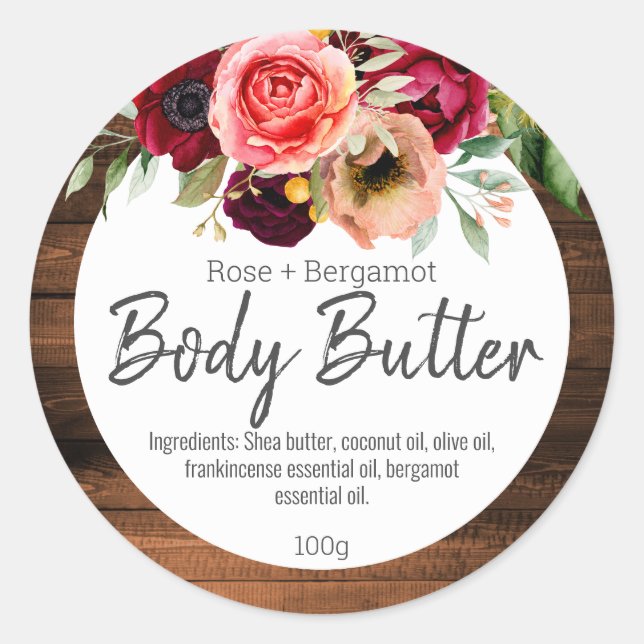 Sticker Label For Homemade Body Butter (Front)