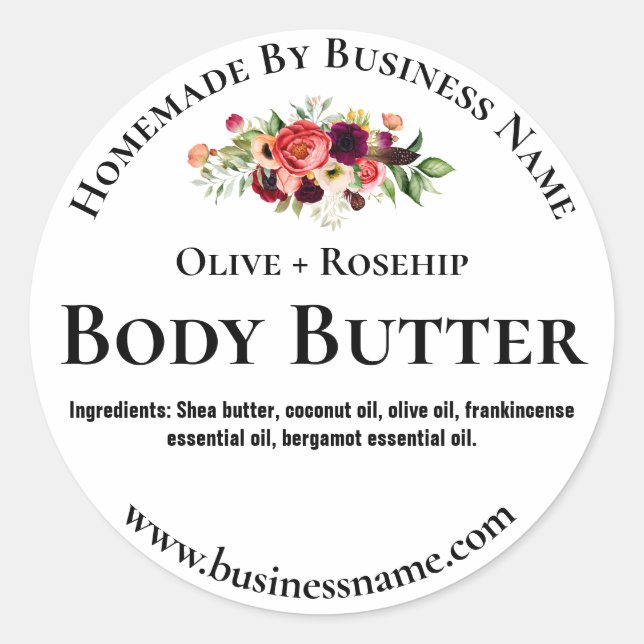 Sticker Label For Homemade Body Butter (Front)