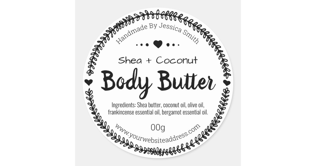 Sticker Label For Homemade Body Butter Zazzle