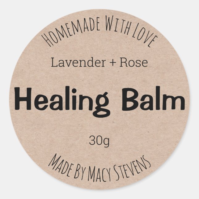 Sticker Label For Homemade Healing Salve Balm (Front)