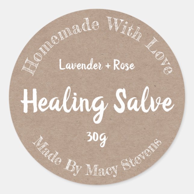 Sticker Label For Homemade Healing Salve Balm (Front)