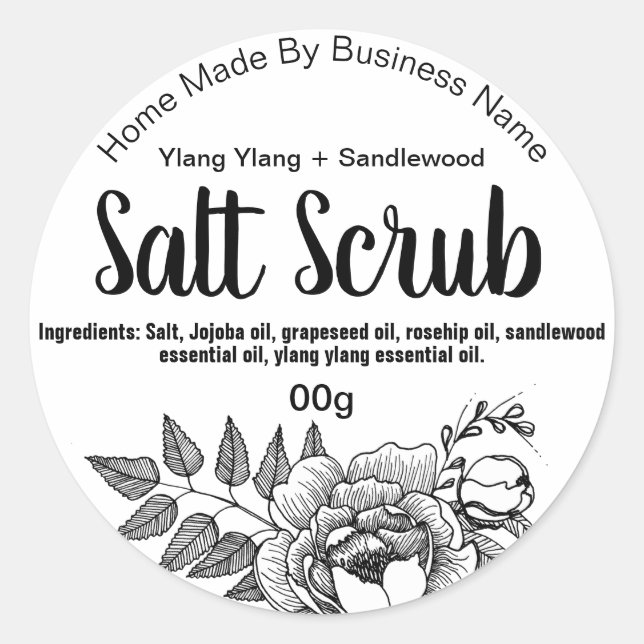 Sticker Label For Homemade Salt Scrub (Front)