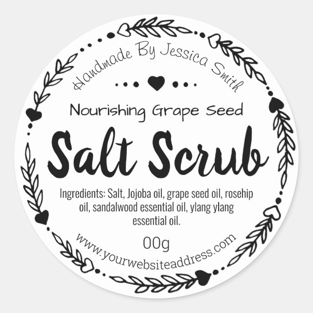 Sticker Label For Homemade Salt Scrub (Front)