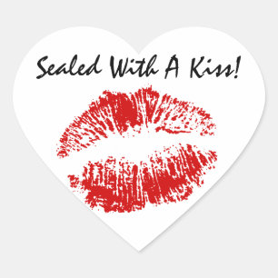 Sticker Letter Seal Sealed With A Kiss Lips Heart