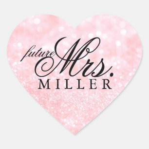 Sticker - Lit Pink Glit Heart Fab future Mrs.