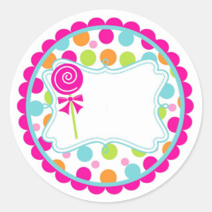 Sticker/Lollipop and Dots Classic Round Sticker