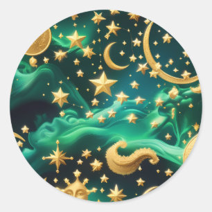 Sticker - Luxury Emerald Celestial Moon Design