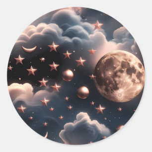 Sticker – Luxury Rose Gold Celestial Moon