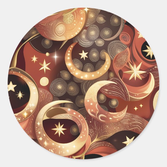 Sticker - Luxury Terracotta Celestial Moon Design (Front)