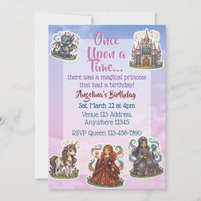 Sticker Magical Princess Birthday Invitation (Front)