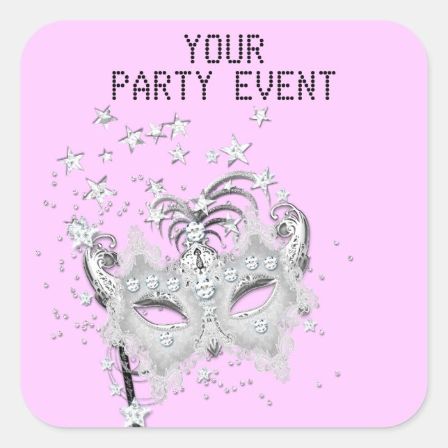 Sticker MASK Silver Party Choose Background (Front)