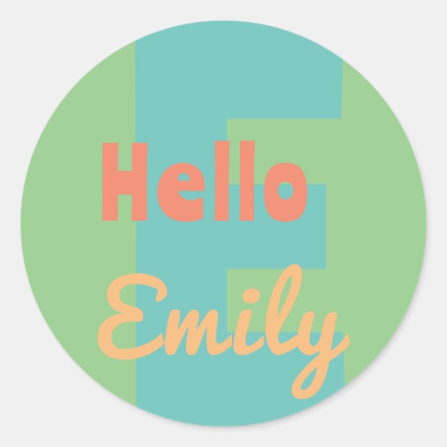 STICKER monogram modern mint coral pink peach (Front)