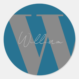 STICKER Monogram name blue grey stylish