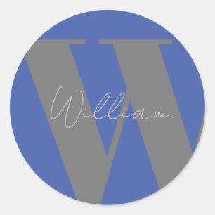 STICKER Monogram name blue grey stylish
