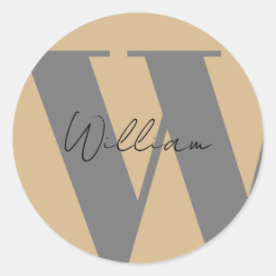 STICKER Monogram name mocha brown grey stylish