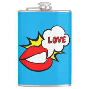 Sticker - Mouth Speech Bubble + YOUR TEXT & IDEA 1 Hip Flask