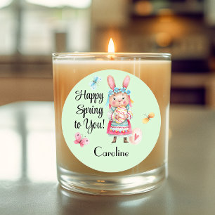 Sticker, Name   3-in Loveable Happy Spring Ms Bunn Classic Round Sticker
